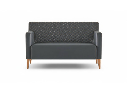 Sofa 2-Sitzer Arbeitszimmer Schwarz Einfarbig Modern Design Wohnzimmer