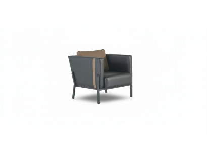 Schwarzer Ledersessel Arbeitszimmer Designer Einsitzer Leder Sitzmöbel