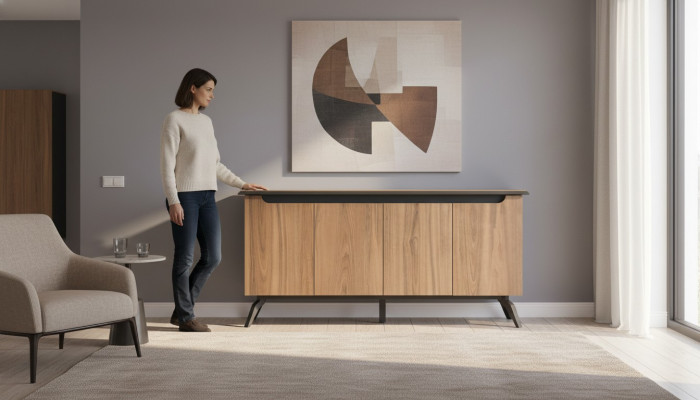 Modernes Braunes Arbeitszimmer Sideboard Luxuriöse Büro Holz Möbel Neu