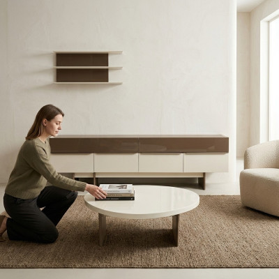 Moderne Wohnzimmer Garnitur Sideboard Designer Wandregal Couchtisch 3tlg