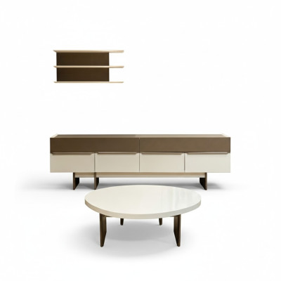 Moderne Wohnzimmer Garnitur Sideboard Designer Wandregal Couchtisch 3tlg