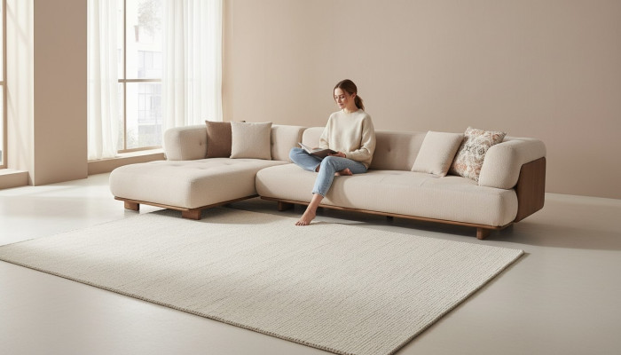 Stilvolle Beige Sofagarnitur Ecksofa L Form Polstermöbel Dreisitzer Sofa