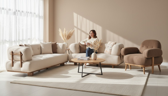 Exklusive Beige Wohnzimmer Sitzgarnitur Wohnzimmer Sofas Einzelsessel