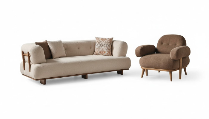 Exklusive Beige Wohnzimmer Sitzgarnitur Wohnzimmer Sofas Einzelsessel