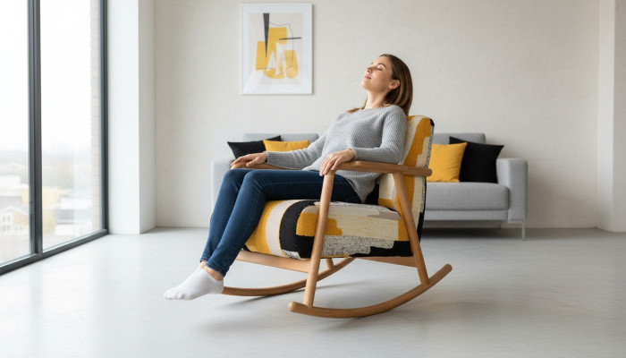 Designer Schaukelstuhl Wohnzimmer Einsitzer Bunder Einsitzer Holzgestell