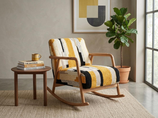 Designer Schaukelstuhl Wohnzimmer Einsitzer Bunder Einsitzer Holzgestell