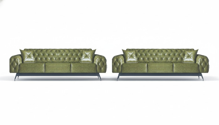 Sofagarnituren Chesterfield Sofa-Set 3-Sitzer Sofas Grün Klasssich Kissen