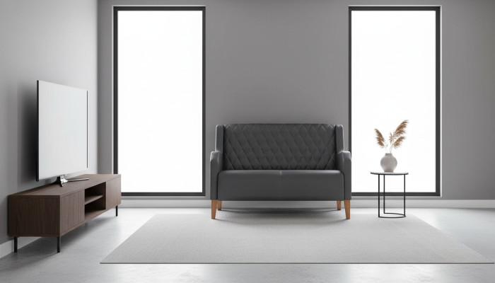 Sofa Schwarz 2-Sitzer Couch Leder Modern Zweisitzig Ledersofa Holz Weich