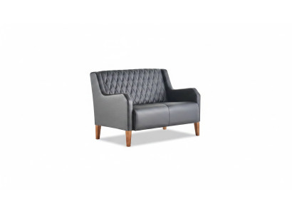 Sofa Schwarz 2-Sitzer Couch Leder Modern Zweisitzig Ledersofa Holz Weich