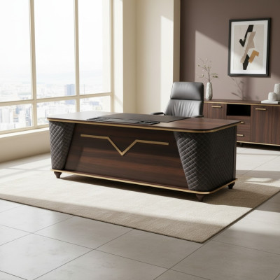 Bürotisch Braun Schwarz Holz Modern Stil Rechteckig Arbeitszimmer Büro
