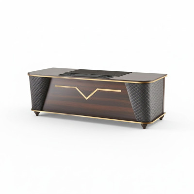 Bürotisch Braun Schwarz Holz Modern Stil Rechteckig Arbeitszimmer Büro