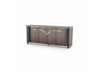 Sideboard Braun Schwarz Zweifarbig Modern Türen Arbeitszimmer Rechteck
