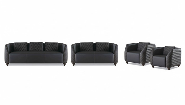 Sofagarnituren 3-Sitzer 2-Sitzer Sessel Schwarz Ledersofas Polster Couch