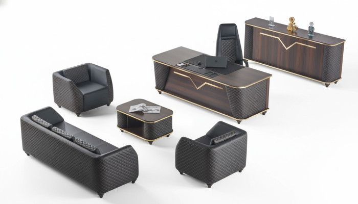 Komplett Arbeitszimmer Set Schreibtisch Sofas Sideboard Büroeinrichtung