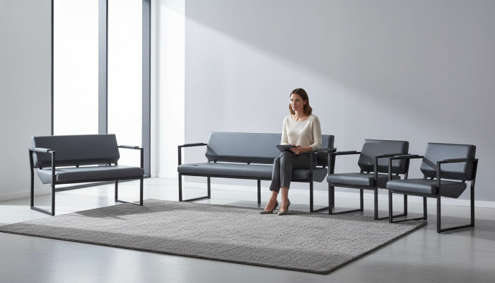 Komplett Set Sofas 3-Sitzer 2-Sitzer Sessel Schwarz Ledersofas Edelstahl