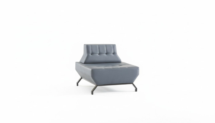 Sessel Leder Edeltstahl Art Deco Knöpfe Lehnsessel Grau Chesterfield