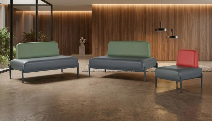 Komplett Sofas Art Deco 2-Sitzer Sessel Schwarz Grün Rot Ledersofas Holz
