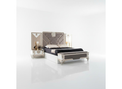 Schlafzimmer Set Bett + 2x Nachttische + Kommode 5tlg Moderne Möbel