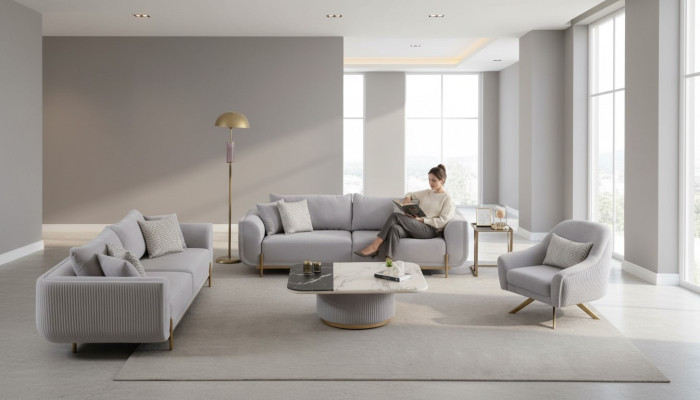 Sofa 3+3+1 mestni Novi dizajn Sofe Stoli Tkanina Sproščujoče Moderno