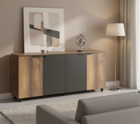 Büroschrank Aktenschrank Sideboard Kommode Arbeitszimmer Braun Schwarz