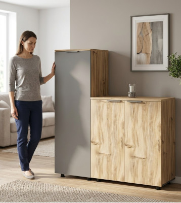 Arbeitszimmer Aktenschrank Schrank Doppelt Hochschrank Holz Kommode