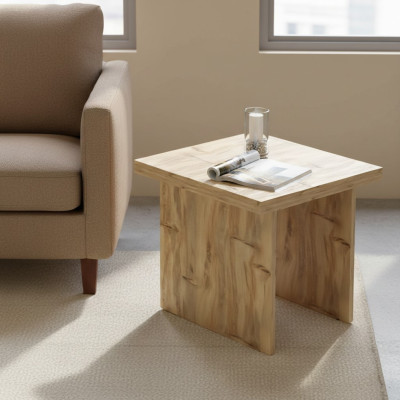 Couchtisch Quadratisch Beige Beistelltisch Wohnzimmertisch Holztisch Büro