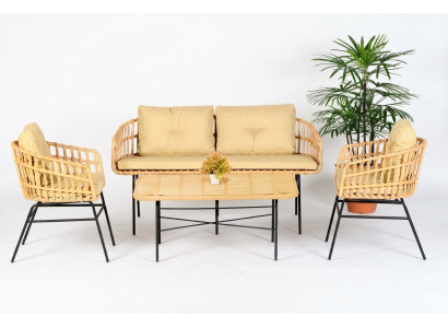 Garten Möbel Sitzmöbel Sofagarnitur Terrasse Tisch Sofa Couch 4tlg. Set Modern