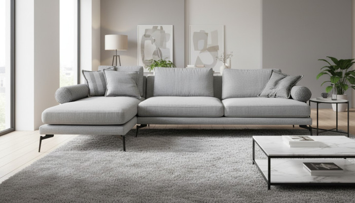 Sofa v kotni obliki z oblikovanjem za udobje