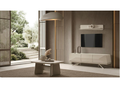 Tisch TV Board Wandregal Stil modern beige Rechteckig Wohnzimmer bequem