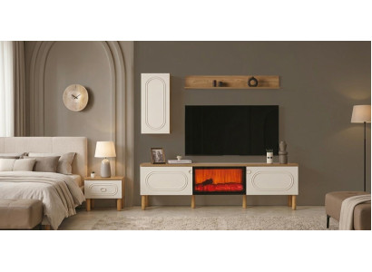 TV Lowboard Wandschrank Wandregal Stil modern beige geräumig