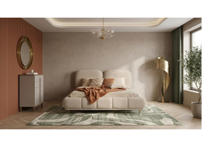 Bett Kommode Schlafzimmer Stil modern beige weich komfortabel