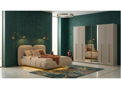 Bett Garderobenschrank Schlafzimmer Stil modern beige geräumig