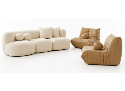 3 Sitzer Sofa 2x Sessel Wohnzimmer Stil modern geräumig praktisch