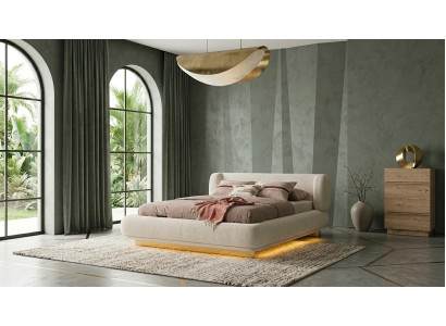 Bett Kommode Schlafzimmer Stil modern beige komfortabel bequem