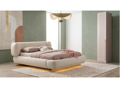 Bett Einzelschrank Schlafzimmer Stil modern beige bequem komfortabel
