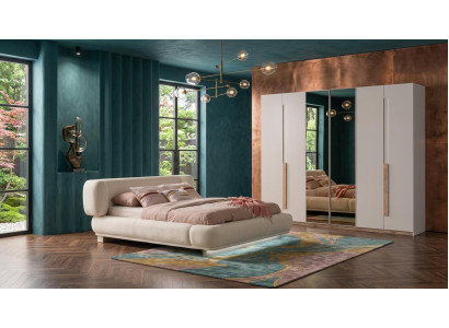 Bett Garderobenschrank Schlafzimmer Stil modern beige bequem praktisch