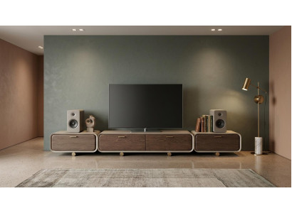 TV Lowboard 2x TV Unterteil Wohnzimmer Stil modern braun geräumig bequem