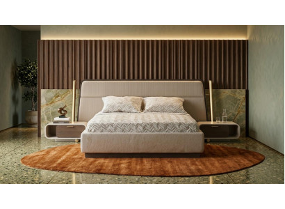 Bett 2x Nachttische Schlafzimmer Stil modern beige praktisch