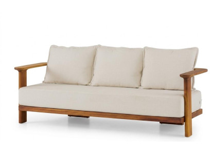 3-Sitzer Gartensofa Modern Beige Kissen Elegantes Stilvolles Komfort
