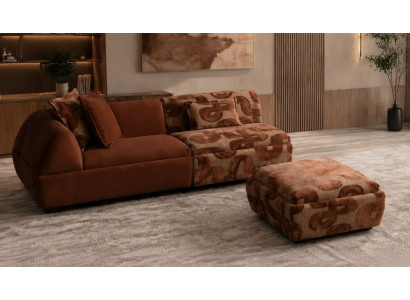 3 Sitzer Sofa Pouff Braun Wohnzimmer Stil Modern geräumig komfortabel