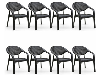 8x Stühle Kunststoff Farben Schwarz Braun Anthrazit Cappuccino
