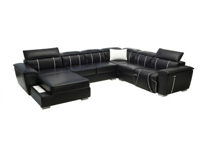 Wohnlandschaft U-Form Modern Schwarz Exklusive Sofagarnitur Luxus