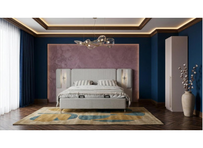 Bett Einzelschrank Schlafzimmer Stil modern grau praktisch komfortabel