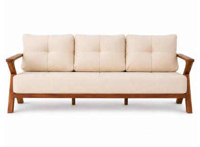 3-Sitzer Gartensofa Modern Beige Kissen Elegant Stilvoll Komfort Neu