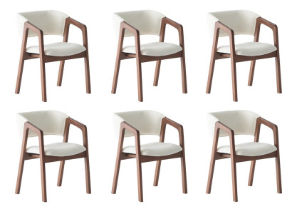 6tlg Set Stühle Polsterstuhl Modern Weiß Braun Elegant