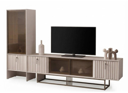 TV-Sideboard Vitrine Modern Stil Wohnzimmer Beige Raffiniert