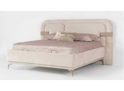 Bett Beige Modern Luxus Polsterbett Doppelbett Bettgestell Ehebett