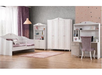 Bett Kinderzimmer Set Kleiderschrank Schreibtisch Regal Weiß Holz