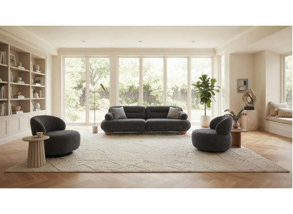 Wohnzimmermöbel Set Stoff 3-Sitzer Sofa Stoffsessel Polstersofa Couch