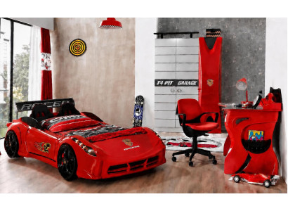 Autobett Kinderbett Rennwagen Kleiderschrank Schreibtisch Set